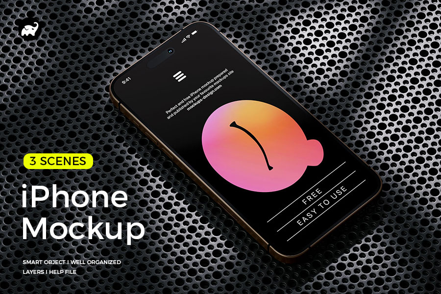 3款iPhone手机界面设计展示效果图PSD贴图样机设计素材