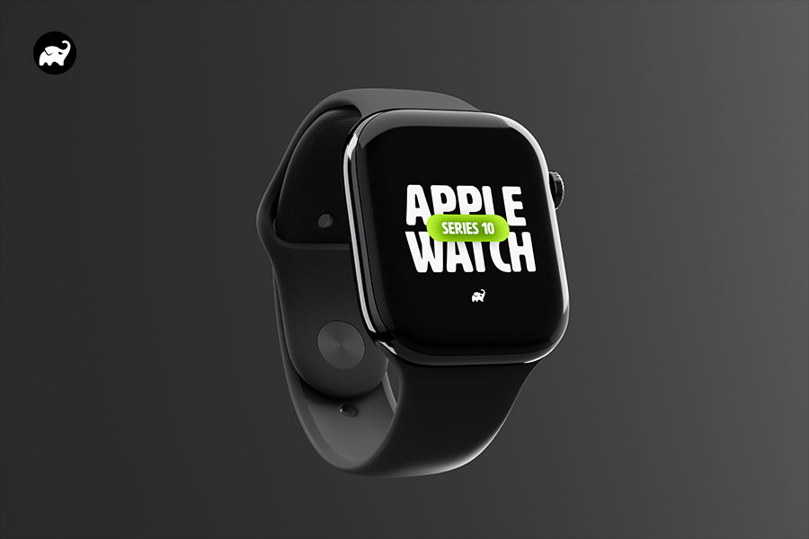 1款Apple Watch Series 10屏幕界面UI贴图PSD智能样机设计素材