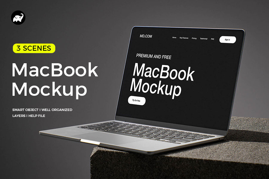 3款MacBook苹果电脑界面UI展示样机平面设计PSD智能贴图
